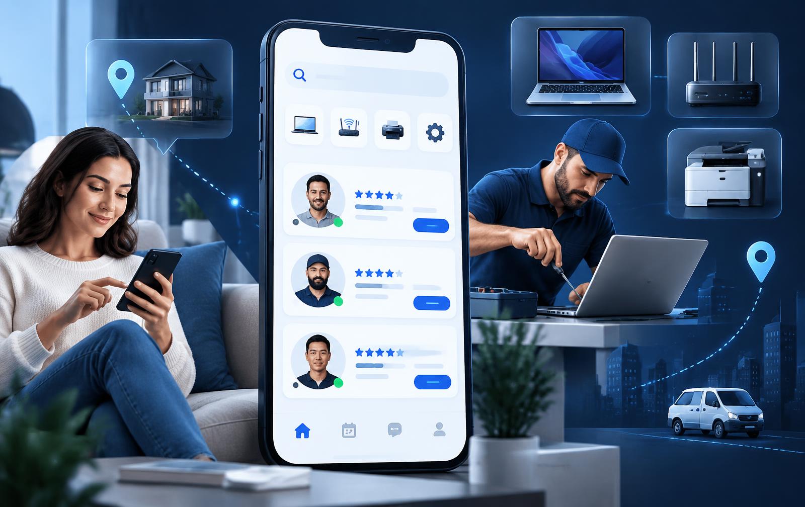 Original concept for a networking platform connecting customers with technology professionals