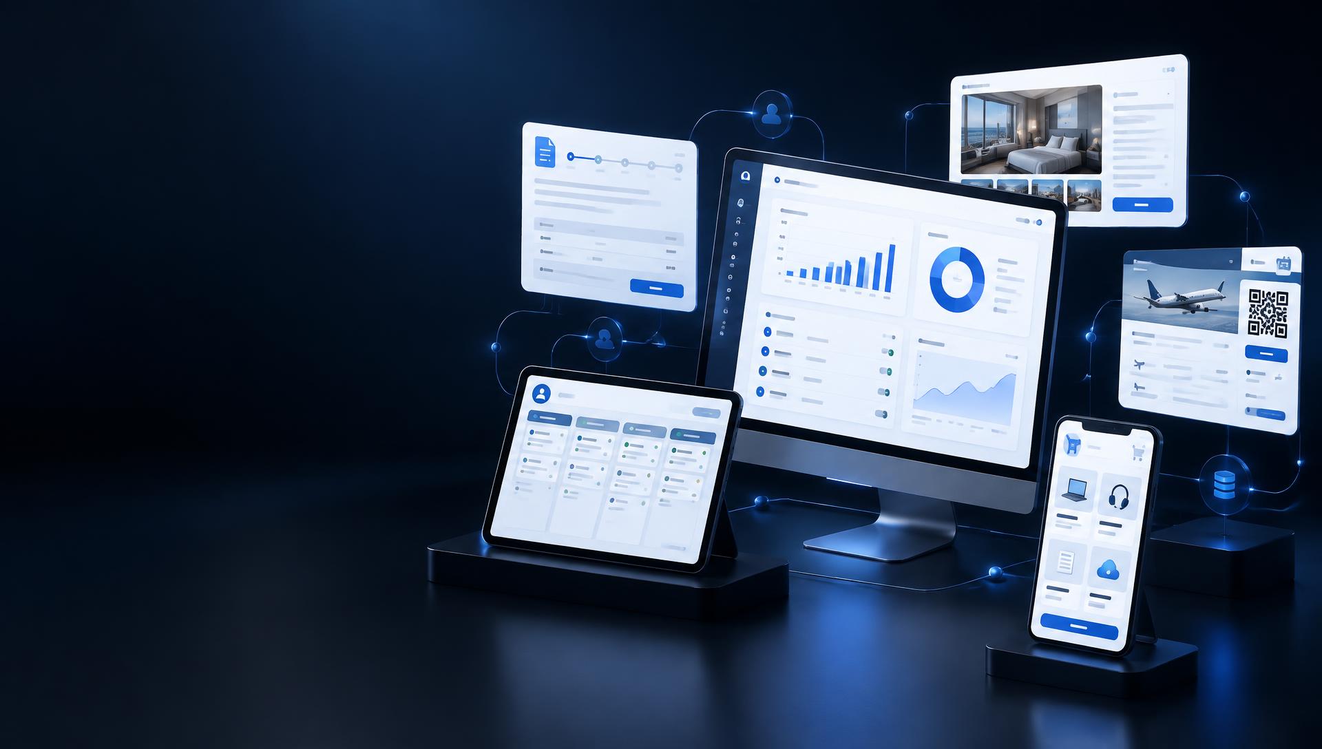 Connected digital product ecosystem across desktop, tablet and mobile